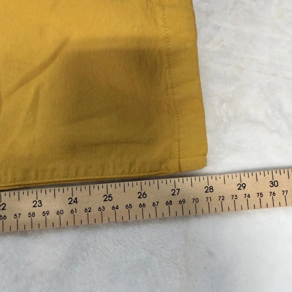 J.Crew Slim Wide Leg Pants Mustard Yellow High Rise Cotton Modal Size 28T Tall